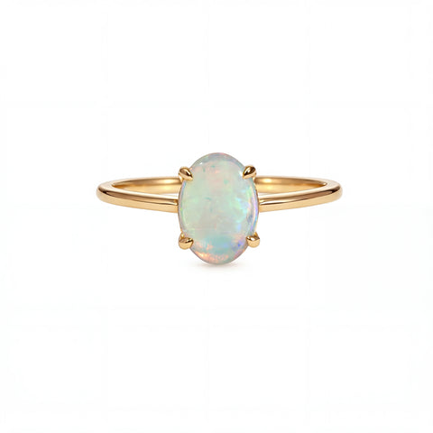 Light Opal Ring In 9k Yellow Gold - Multicolour