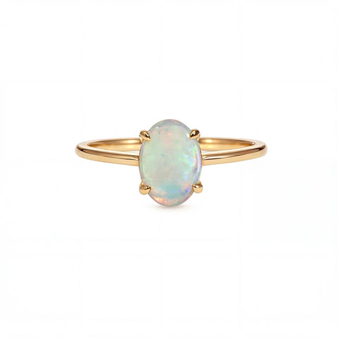 Light Opal Ring In 9k Yellow Gold - Multicolour - Australian Opal Cutters and Pearl Divers