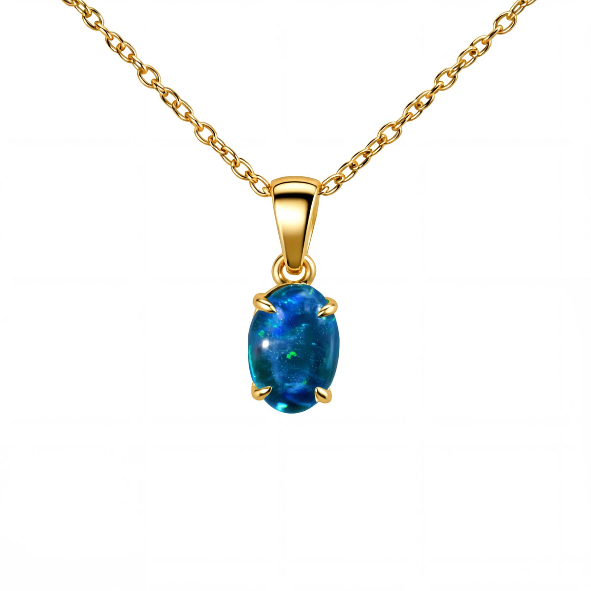 Triplet Opal Pendant in 9K Yellow Gold - Green-Blue - Australian Opal Cutters and Pearl Divers