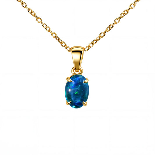 Triplet Opal Pendant in 9K Yellow Gold - Green-Blue - Australian Opal Cutters and Pearl Divers