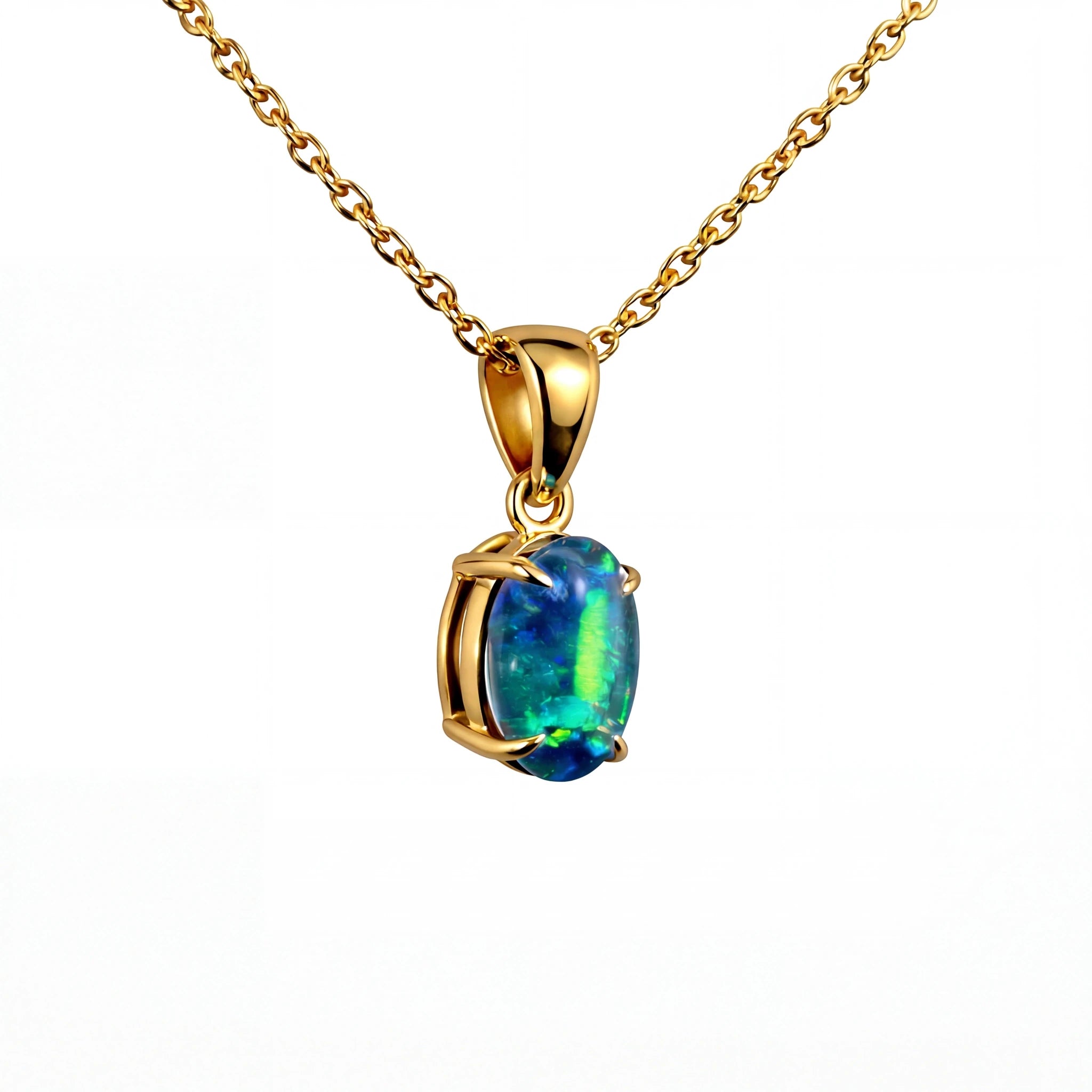 Triplet Opal Pendant in 9K Yellow Gold - Green-Blue - Australian Opal Cutters and Pearl Divers