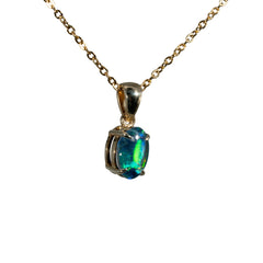 Triplet Opal Pendant in 9K Yellow Gold - Green-Blue