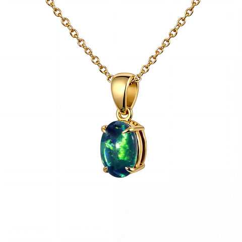 Triplet Opal Pendant in 9K Yellow Gold - Green-Blue - Australian Opal Cutters and Pearl Divers