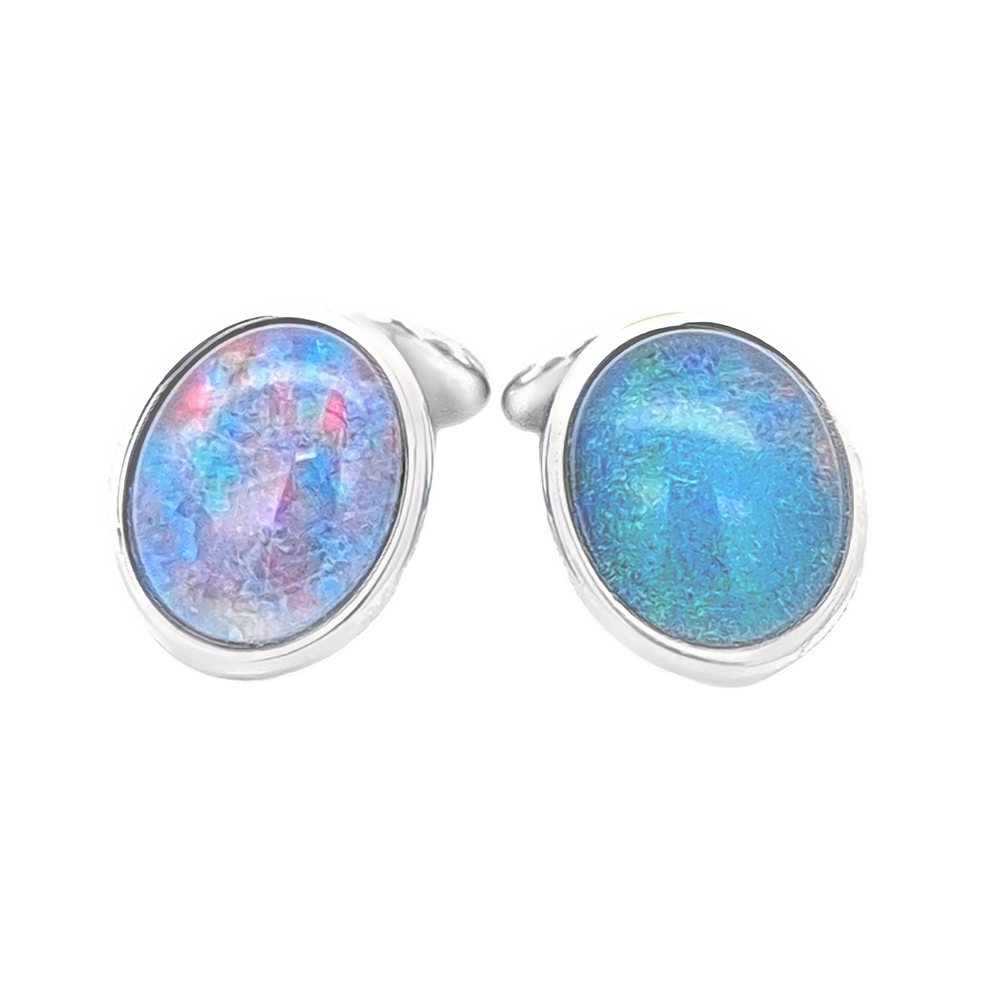 Australian Opal Triplet Cufflinks set in Stainless Steel