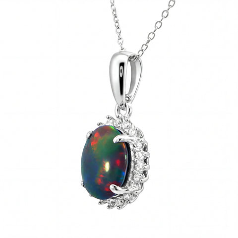 Triplet Opal Pendant in 925 Sterling Silver - Multicolour - Australian Opal Cutters and Pearl Divers