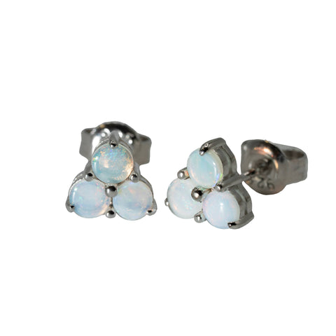 Light Opal Earrings in 925 Sterling Silver - Multicolour