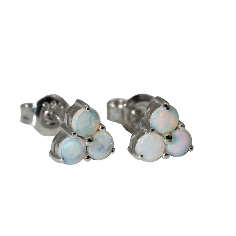 Light Opal Earrings in 925 Sterling Silver - Multicolour
