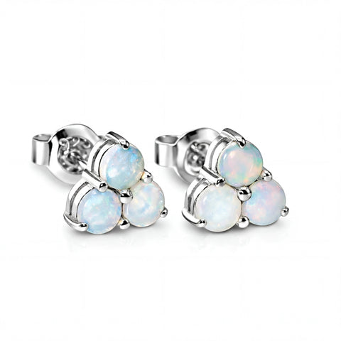 Light Opal Earrings in 925 Sterling Silver - Multicolour - Australian Opal Cutters and Pearl Divers