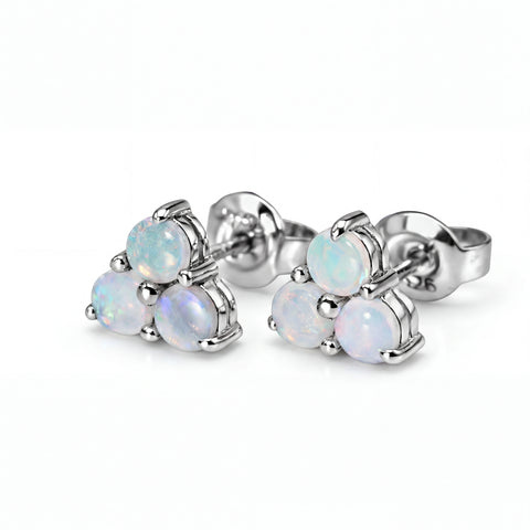 Light Opal Earrings in 925 Sterling Silver - Multicolour