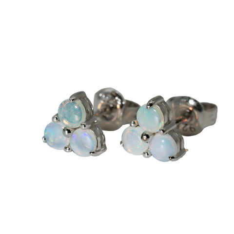 Light Opal Earrings in 925 Sterling Silver - Multicolour