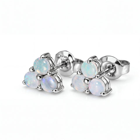 Light Opal Earrings in 925 Sterling Silver - Multicolour - Australian Opal Cutters and Pearl Divers