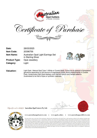 Light Opal Earrings in 925 Sterling Silver - Multicolour