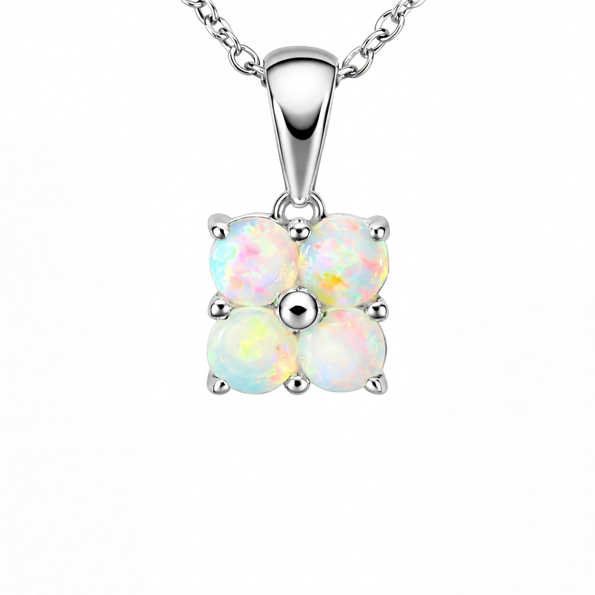 Light Opal Pendant In 925 Sterling Silver - Multicolour - Australian Opal Cutters and Pearl Divers