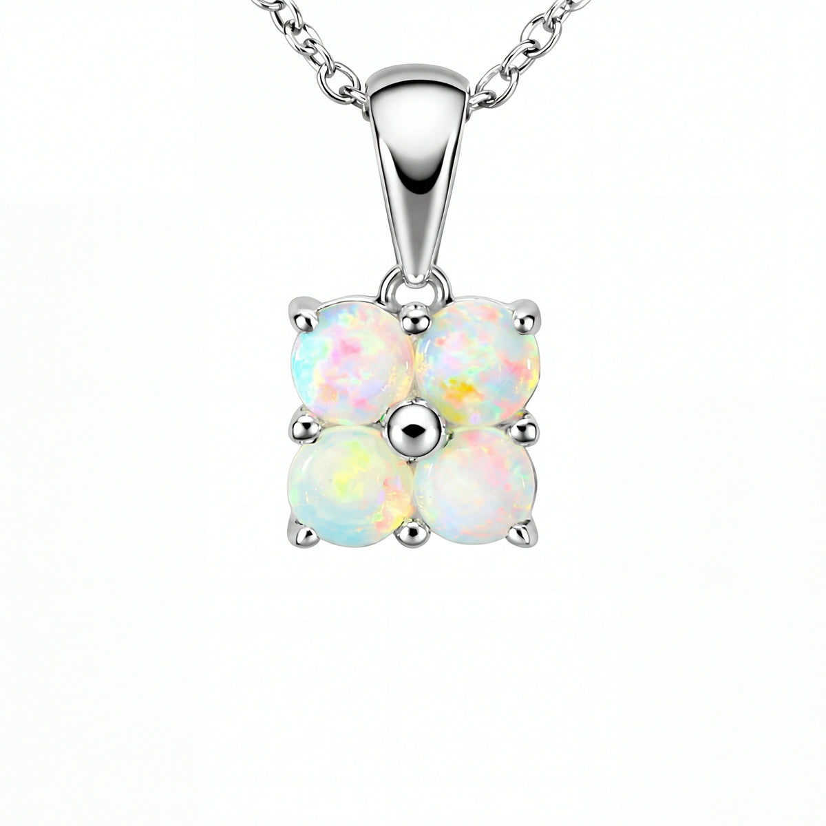 Light Opal Pendant In 925 Sterling Silver - Multicolour