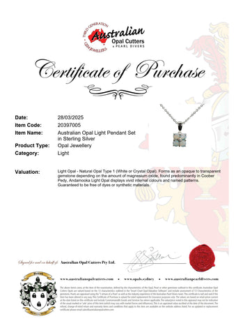 Light Opal Pendant in 925 Sterling Silver - Multicolour