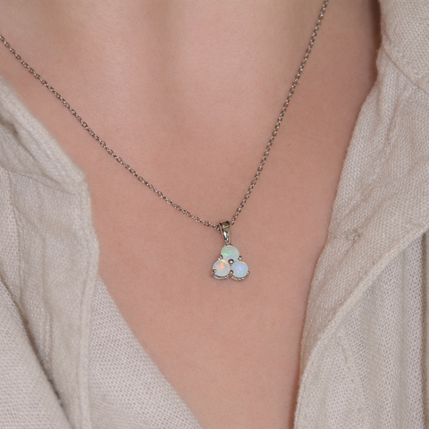 Light Opal Pendant In 925 Sterling Silver - Multicolour