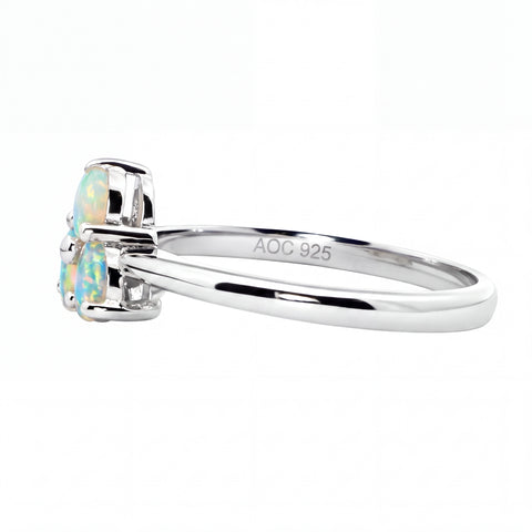 Light Opal Ring in 925 Sterling Silver - Multicolour - Australian Opal Cutters and Pearl Divers