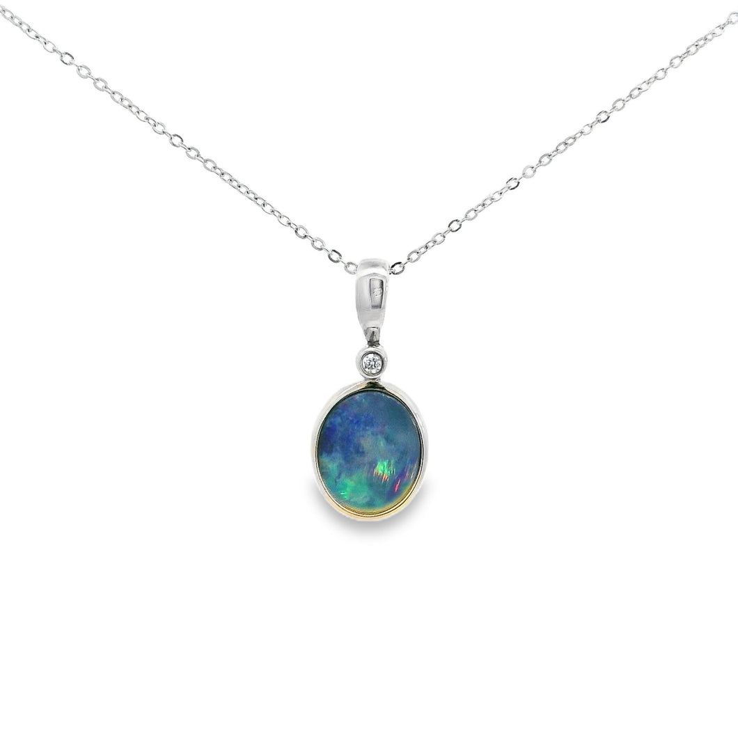 Australian Opal Doublet Pendant set in Sterling Silver