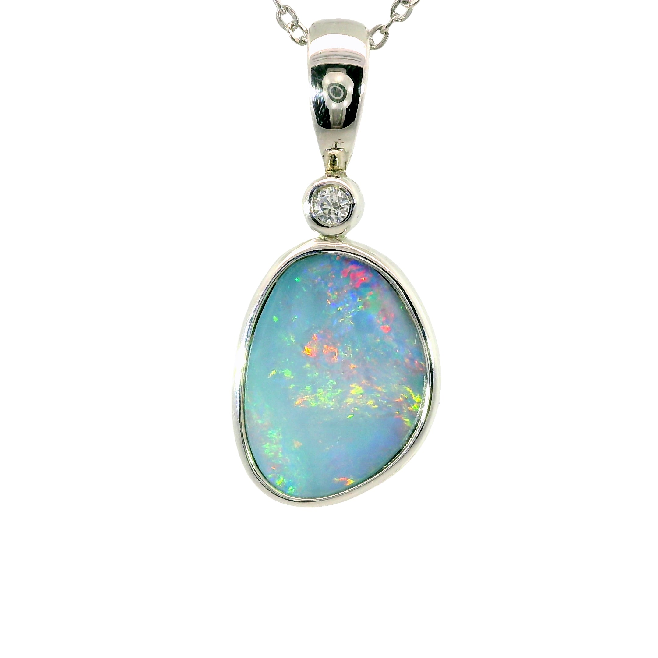 Doublet Opal Pendant in 925 Sterling Silver - Multicolour