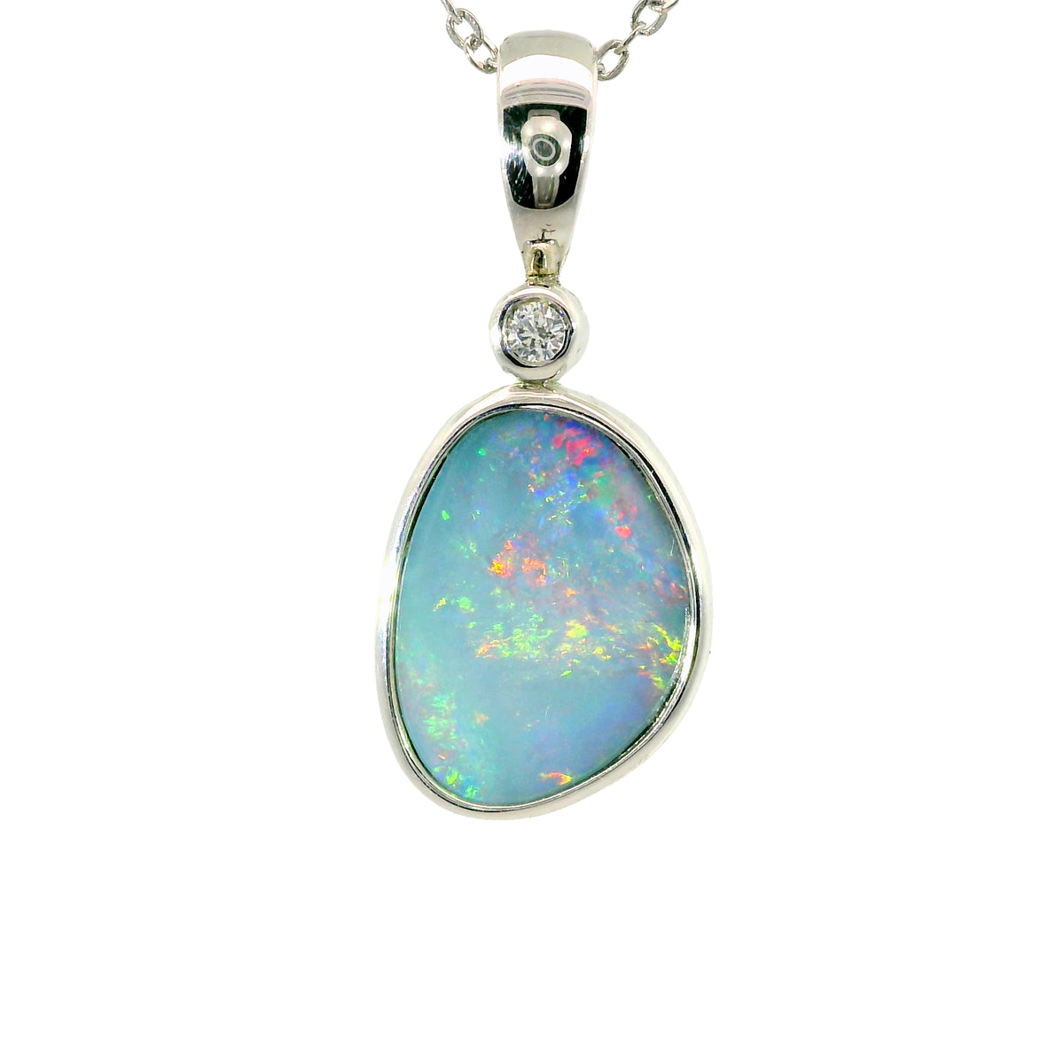Doublet Opal Pendant in 925 Sterling Silver - Multicolour