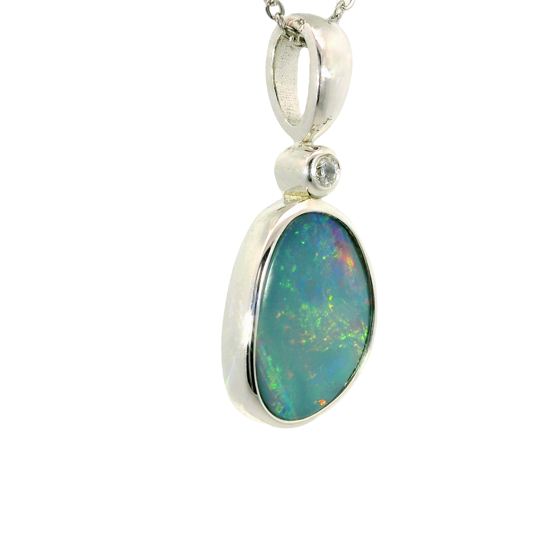 Doublet Opal Pendant in 925 Sterling Silver - Multicolour