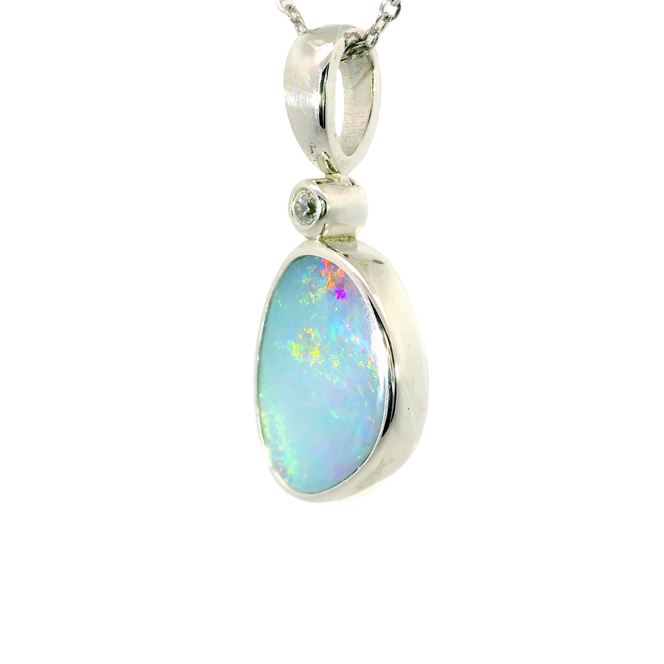 Doublet Opal Pendant in 925 Sterling Silver - Multicolour
