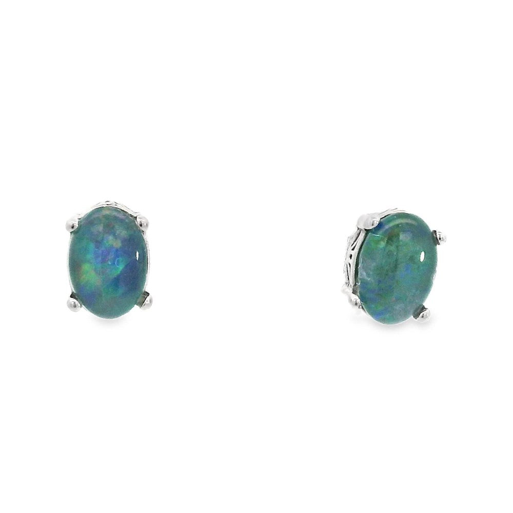 Australian Opal Triplet Earrings set in Stainless Steel