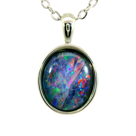 Triplet Opal Pendant in Stainless Steel - Multicolour