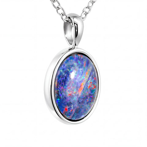 Triplet Opal Pendant in Stainless Steel - Multicolour