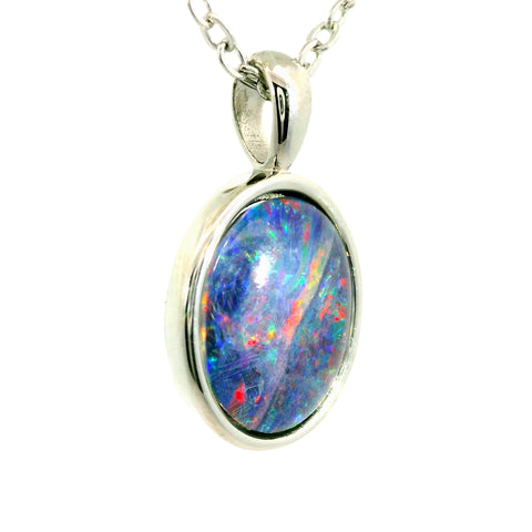 Triplet Opal Pendant in Stainless Steel - Multicolour