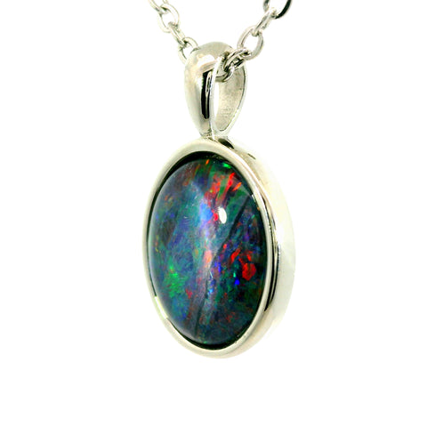Triplet Opal Pendant in Stainless Steel - Multicolour