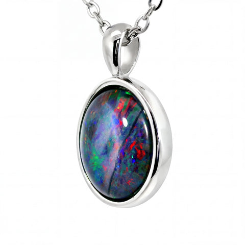 Triplet Opal Pendant in Stainless Steel - Multicolour - Australian Opal Cutters and Pearl Divers