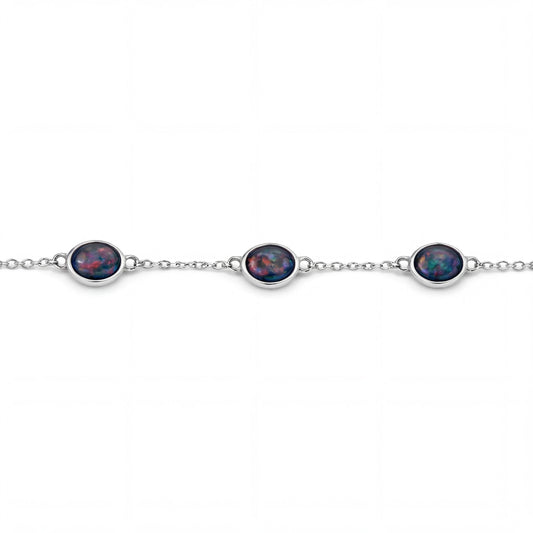 Triplet Opal Bracelet in Stainless Steel - Multicolour - Australian Opal Cutters and Pearl Divers