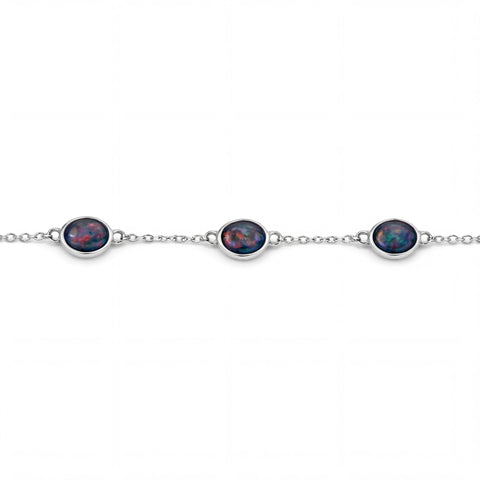 Triplet Opal Bracelet in Stainless Steel - Multicolour - Australian Opal Cutters and Pearl Divers