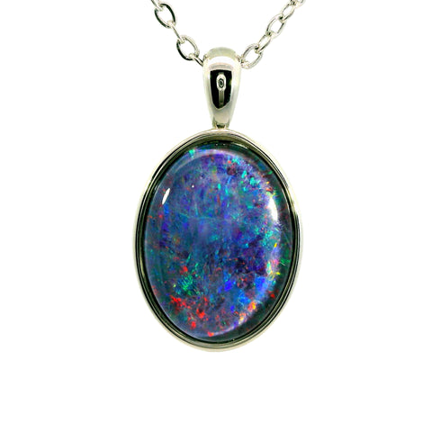 Triplet Opal Pendant in Stainless Steel - Multicolour