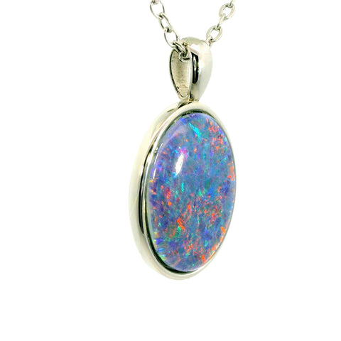 Triplet Opal Pendant in Stainless Steel - Multicolour