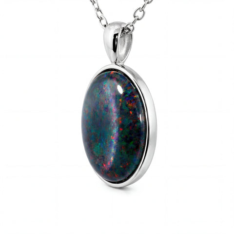 Triplet Opal Pendant in Stainless Steel - Multicolour