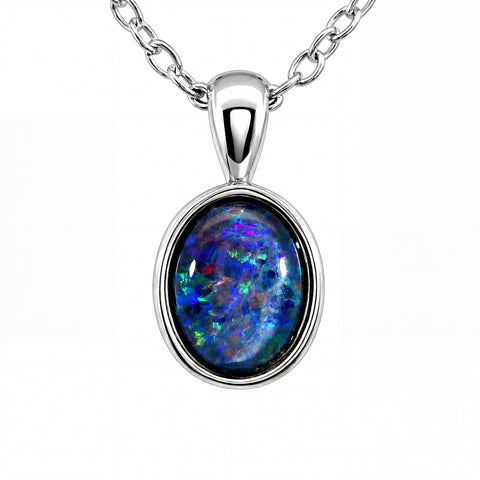 Triplet Opal Pendant in Stainless Steel - Multicolour