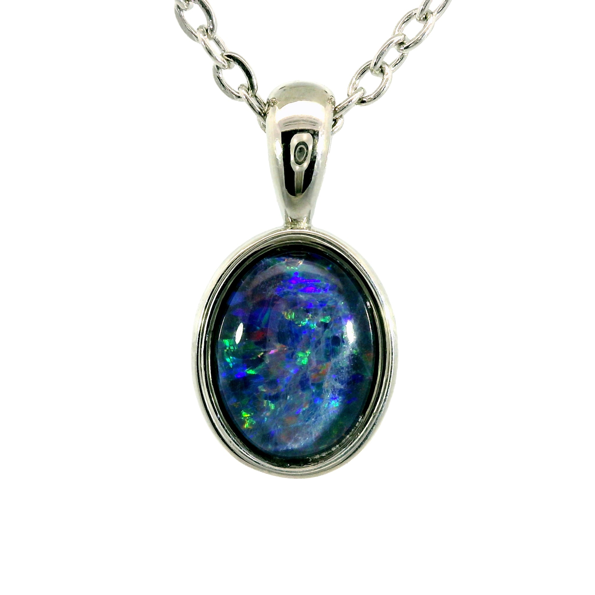 Triplet Opal Pendant in Stainless Steel - Multicolour