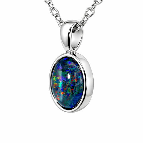 Triplet Opal Pendant in Stainless Steel - Multicolour