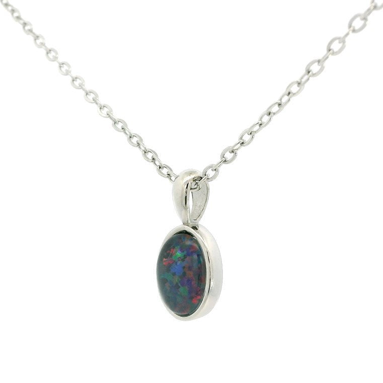 Australian Opal Triplet Pendant Set in Stainless Steel