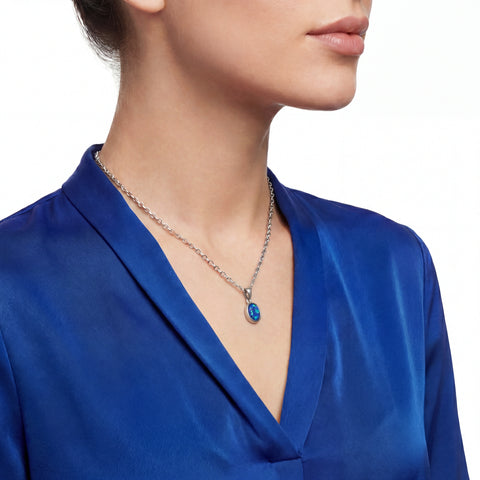 Triplet Opal Pendant in Stainless Steel - Multicolour