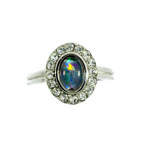 Triplet Opal Ring in Stainless Steel - Multicolour