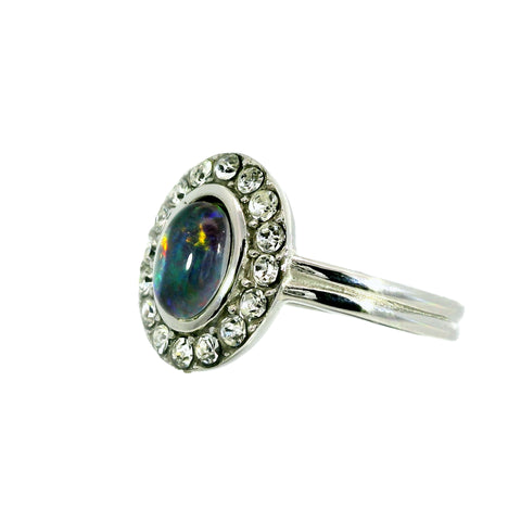 Triplet Opal Ring in Stainless Steel - Multicolour
