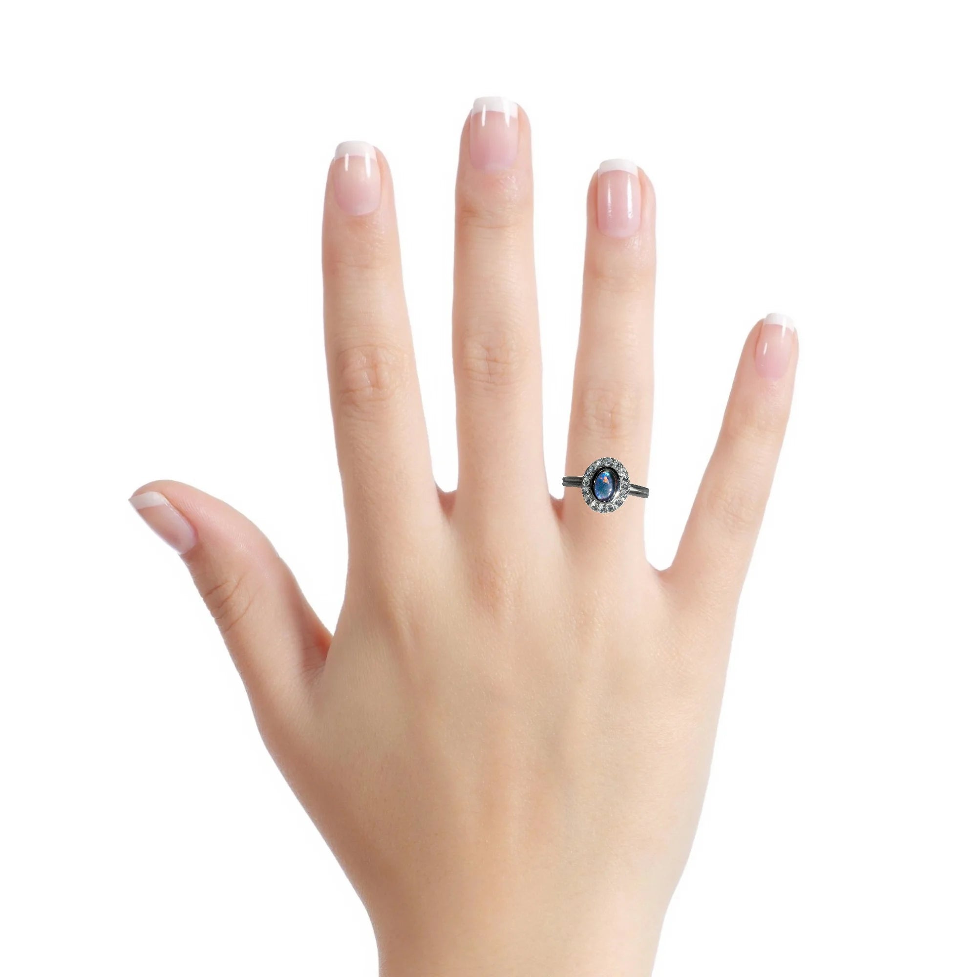 Triplet Opal Ring in Stainless Steel - Multicolour