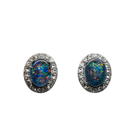 Triplet Opal Earrings in Stainless Steel - Multicolour