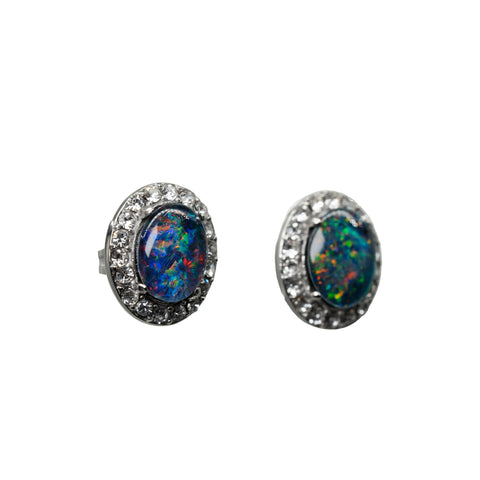 Triplet Opal Earrings in Stainless Steel - Multicolour