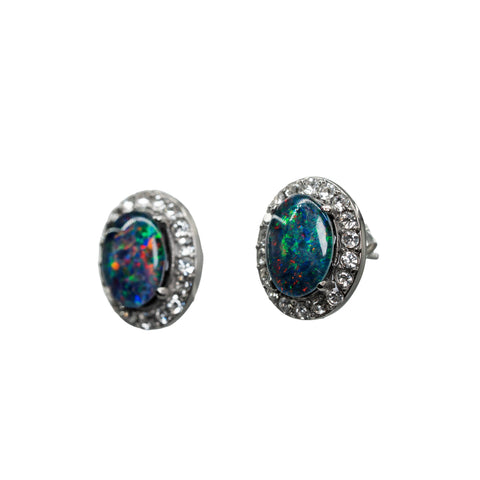 Triplet Opal Earrings in Stainless Steel - Multicolour