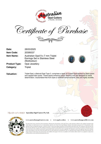 Triplet Opal Earrings in Stainless Steel - Multicolour