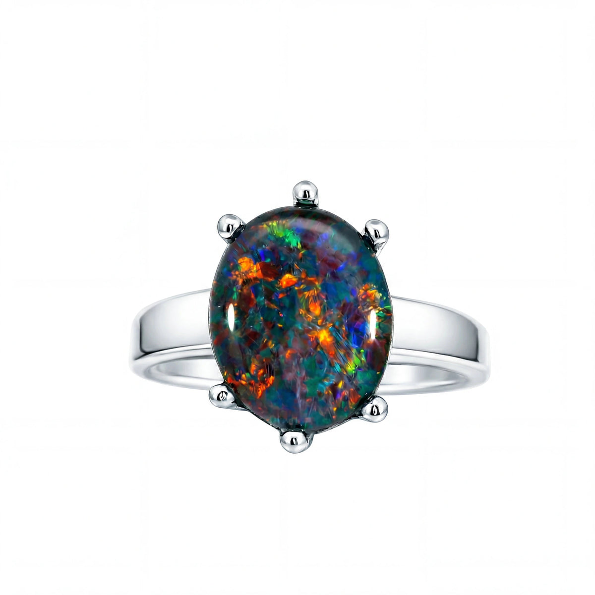 Triplet Opal Ring in Stainless Steel - Multicolour - Australian Opal Cutters and Pearl Divers